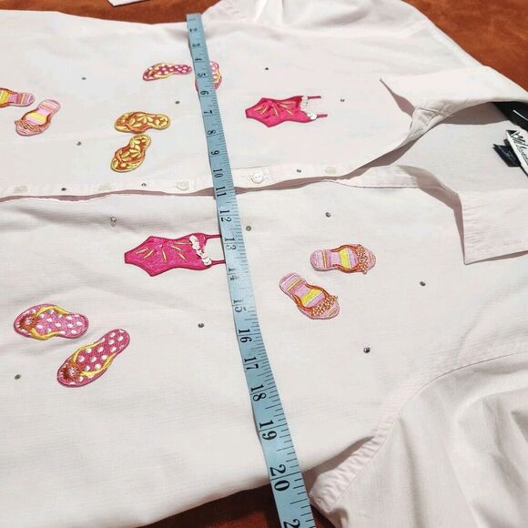 Mili Design Blouse Embroidered Beach Sandals Bikini Rhinestones Size Medium - Picture 6 of 15